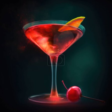 Photo for High detail of beverage shot with lime and fruits, margarita cocktail alcoholic drink - Royalty Free Image