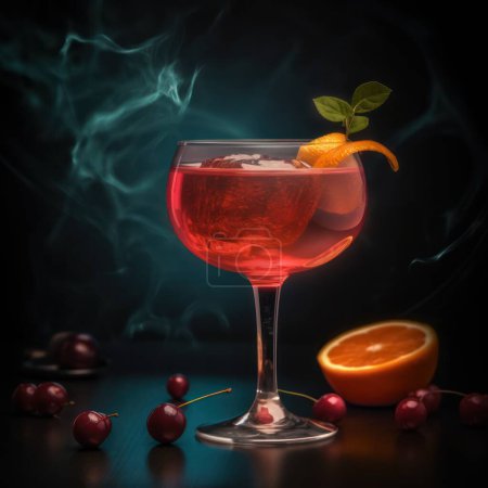 Photo for Artistic image of margarita cocktail, fruit alcoholic cocktail long drink. Alcoholic beverages and nightclub details - Royalty Free Image