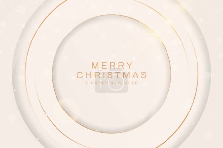 Photo for Merry Christmas and Happy New Year background. Golden text with snowflakes and glitter on luxury abstract background. Merry Christmas greeting card, poster or web banner. Vector - Royalty Free Image