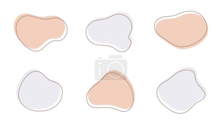 Photo for Abstract liquid shapes with geometric design elements in memphis style. Vintage fluid shapes with lines. Set of curvy abstract blobs or stains for web design and typography. Vector - Royalty Free Image