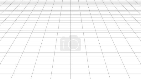 Illustration for Futuristic grid in perspective projection. Geometric grid and mesh in futuristic style. Abstract wireframe landscape in perspective view. Vector - Royalty Free Image
