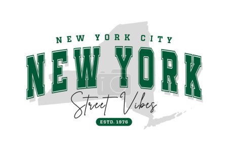 Illustration for New York t-shirt design. Slogan t-shirt print design in American college style. Athletic typography for tee shirt print in university and college style. Vector - Royalty Free Image