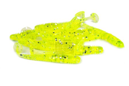 Photo for Fishing lure silicone twister isolated on white background. - Royalty Free Image