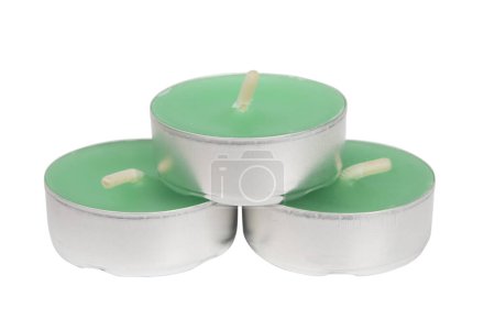 Photo for Small tealights candle isolated over white background - Royalty Free Image