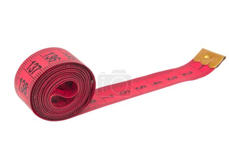 Diet rubber tape measure for sewing cloth or fabric isolated on the white
