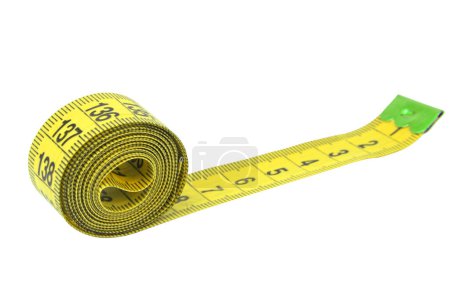 Diet rubber tape measure for sewing cloth or fabric isolated on the white