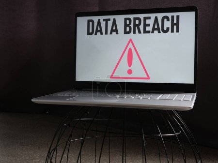 Photo for Data breach is shown using a text - Royalty Free Image
