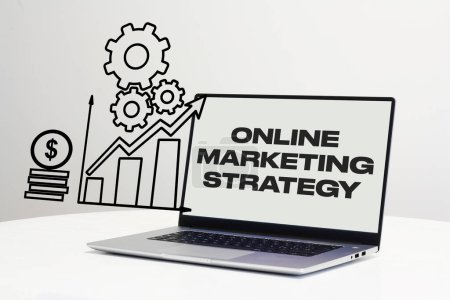 Téléchargez les photos : Online marketing strategy is shown using a text - en image libre de droit