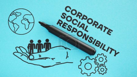 Téléchargez les photos : Corporate Social Responsibility CSR is shown on a photo using the text and picture of hand wich holds people - en image libre de droit