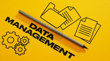 Photo for Data management is shown using a text - Royalty Free Image