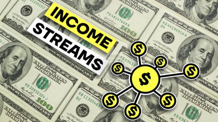 Téléchargez les photos : Income streams are shown using a text - en image libre de droit
