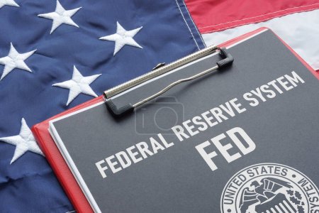 Photo for Federal Reserve System FED is shown using a text - Royalty Free Image