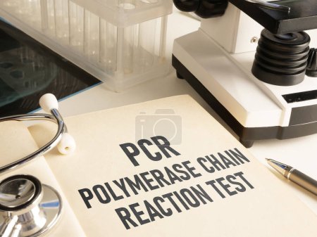 Photo for PCR Test or Polymerase Chain Reaction Test is shown using a text - Royalty Free Image
