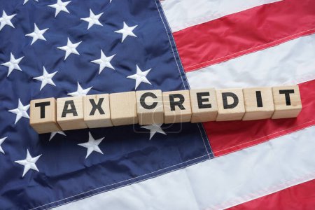 American opportunity tax credit AOTC is shown using a text and the flag of USA