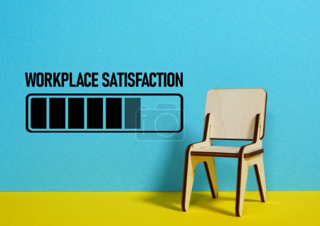 Die Zufriedenheit am Arbeitsplatz wird anhand eines Textes und eines Fotos der Erfolgsleiste dargestellt