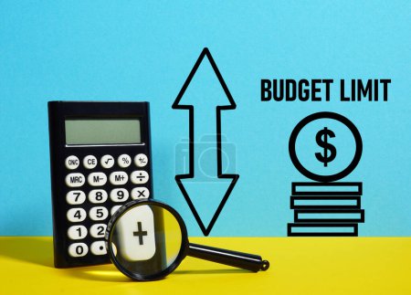 Photo for Budget limit is shown using a text and photo of the calculator - Royalty Free Image