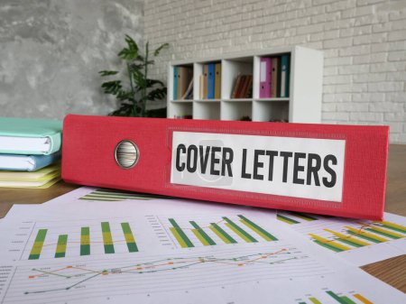 Photo for Cover letter is shown using a text on the folder - Royalty Free Image