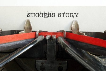 Photo for Success story is shown using a text in the typewriter - Royalty Free Image