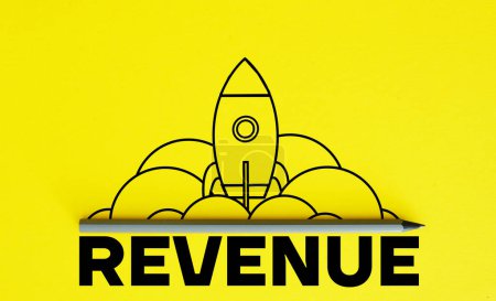 Increase revenue concept. Speedily increase revenue. Spaceship representing dynamic growth.