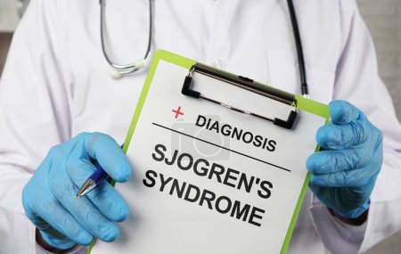 Sjogrens syndrome diagnosis is shown using a text
