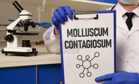 Molluscum contagiosum se muestra utilizando un texto