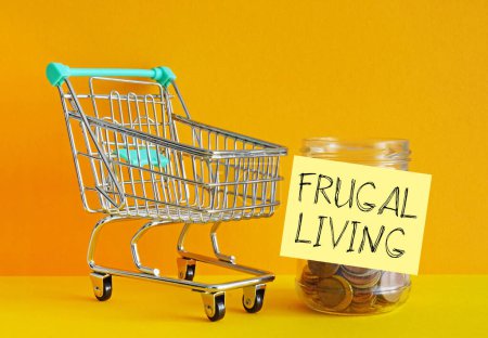 Photo for Frugal living and frugality are shown using a text - Royalty Free Image