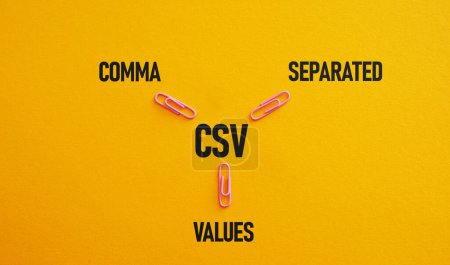 Kommagetrennte Werte CSV wird mit einem Text dargestellt