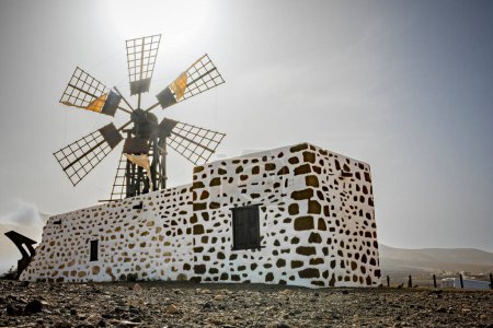 View on Tefia Windmill in Fuerteventura, Spain