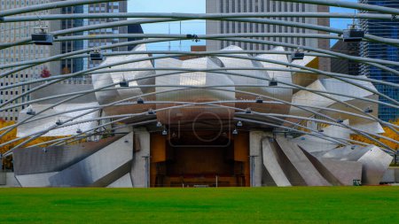 Photo for Jay Pritzker Pavilion, also known as Pritzker Pavilion or Pritzker Music Pavilion, is a bandshell in Millennium Park in downtown Chicago, Illinois, US - Royalty Free Image