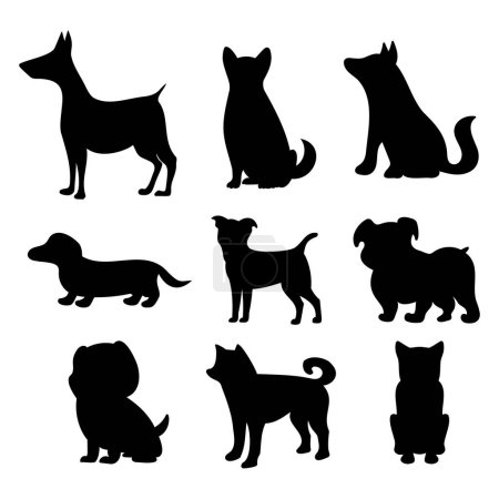 Ilustración de Colección de perros siluetas vector ilustración aislado fondo blanco - Imagen libre de derechos