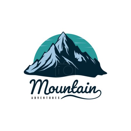 Ilustración de Diseño del logotipo emblema de montaña aislado fondo blanco. ilustración vectorial - Imagen libre de derechos
