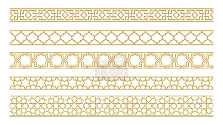 Illustration for Collection of decorative frames and seamless borders. Islamic oriental style - Royalty Free Image