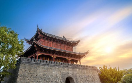 Photo for Ruins of Chinese-style city towers, Yueyang, China. - Royalty Free Image