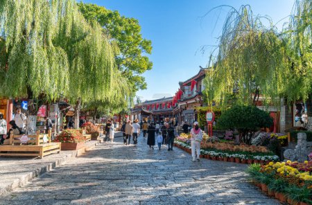 Photo for Lijiang, China - October 23,2023 : Scenic view of the Old Town of Lijiang in Yunnan, China. The Old Town of Lijiang is a UNESCO World Heritage Site and also a famous tourist destination of Asia. - Royalty Free Image
