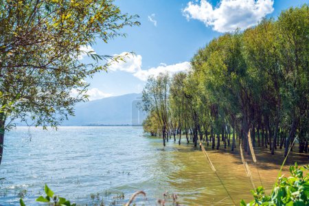 Paisaje del lago Erhai, ubicado en Dalí, Yunnan, China.