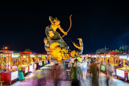 Photo for KUNMING, CHINA-OCT 17, 2023 - view of Jinbi Square, the Golden Horse and Jade Rooster archway the landmark of city. - Royalty Free Image