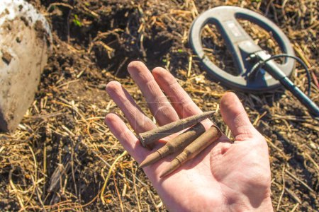 Combat ammunition found in the field with a metal detector