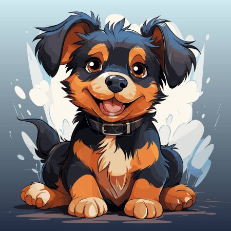 Illustration for Cartoon dog sitting on the ground with his tongue out and tongue out. - Royalty Free Image
