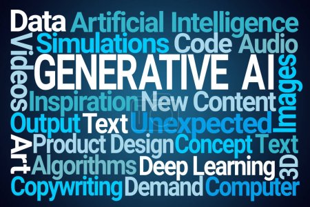 Photo for Generative AI Word Cloud on Blue Background - Royalty Free Image