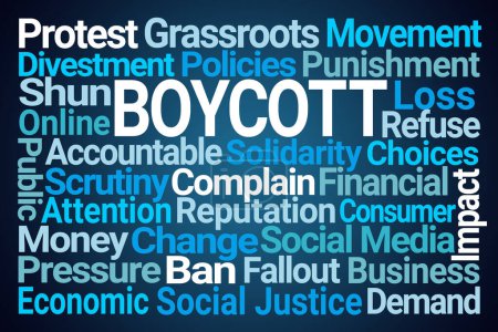 Téléchargez les photos : Boycottez Word Cloud sur fond bleu - en image libre de droit