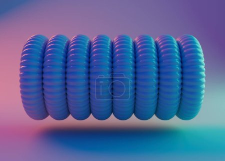 Téléchargez les photos : Magenta et sarcelle abstraites teintées 3d rendu anneaux empilés ensemble sur fond. - en image libre de droit