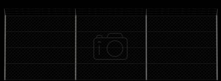 Téléchargez les photos : Clôture en métal 3d rendu sur fond noir avec chemin de coupe à mettre sur n'importe quel arrière-plan. - en image libre de droit
