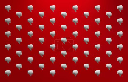 Téléchargez les photos : 3D illustré THUMBS UP main emoji carrelé sur fond rouge. - en image libre de droit