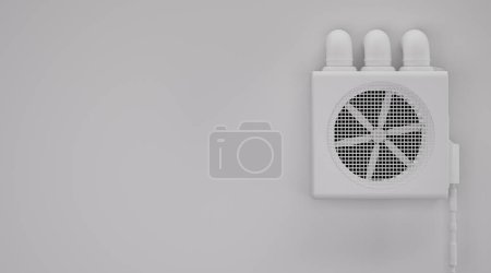 Téléchargez les photos : Eventail industriel blanc illustré 3D conceptuel sur mur. - en image libre de droit