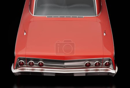 Téléchargez les photos : Illustration en 3D d'une voiture classique vintage vue arrière. - en image libre de droit
