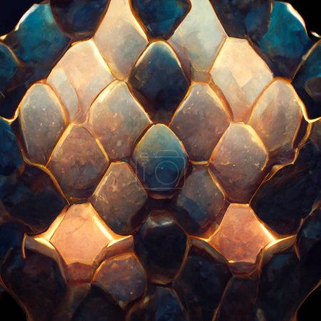 Foto de Texture of dragon or armadillo scales, image of tough skin with colored scales - Imagen libre de derechos
