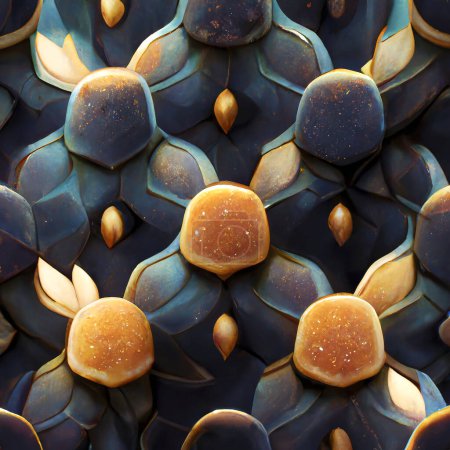 Foto de Geometric, texture of dragon or armadillo scales, image of tough skin with colored scales - Imagen libre de derechos