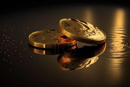 Foto de Gold bar and investment coins. concept of savings and long-term earnings - Imagen libre de derechos