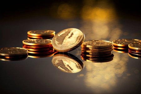 Photo for Gold bar and investment coins. concept of savings and long-term earnings - Royalty Free Image