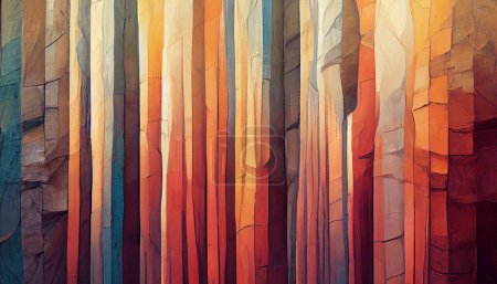 Photo for Forest, Vertical colored boxes, wall of square pieces as a background for wallpaper or creative base design, stripes - Royalty Free Image